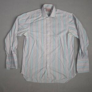 Thomas Pink Striped Dress Shirt French Cuff Cotton Blend Size 16.5
